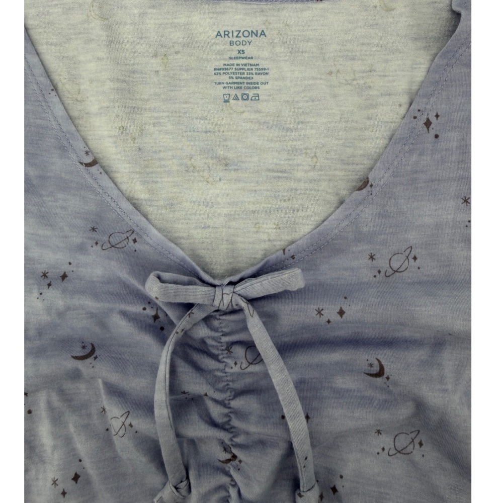 Arizona Body Sleepwear Star Gaze Purple Celestial Moon Star‎ Pajama Top XS NEW - Picture 4 of 4